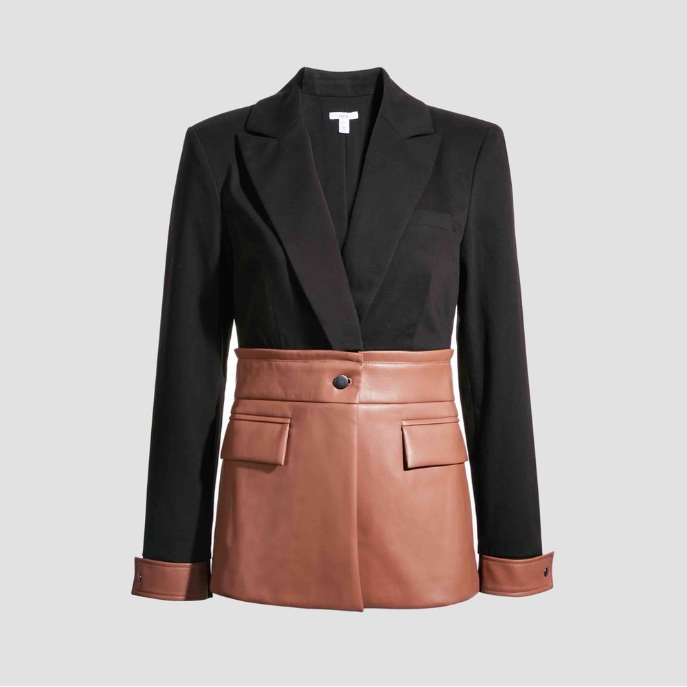 Zerina Akers for Bar III Faux-Leather Interchangeable Jacket/Cropped Optionable